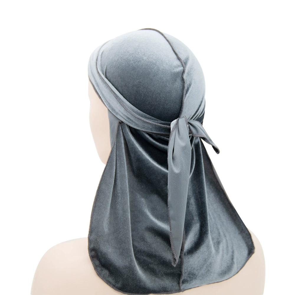 Velvet durag (Velvet swan) 100 cm, hip-hop scarf hat, oversized velvet headwrap