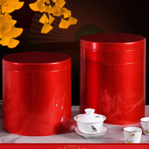 Round tea cake iron barrel tinplate tea can tea packaging can loose tea tea can Pu'er tea tin box