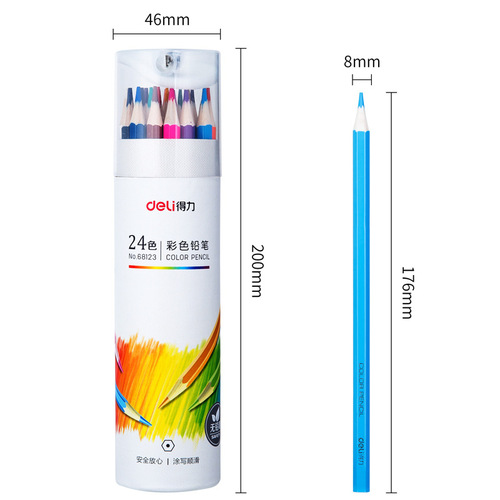 Deli 24 colors 36 colors 48 colors oily colored lead painting drawing coloring pencil color drawing art supplies wholesale