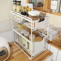 Kitchen sink shelf stand floor-mounted storage push-pull expandable multi-layer under-sink organizer