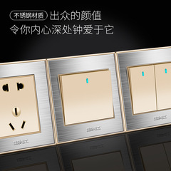 Factory Wholesale Wall Switch and Socket Model 86 Home Use Stainless Steel Single Pole Five Hole USB Socket with Switch Panel