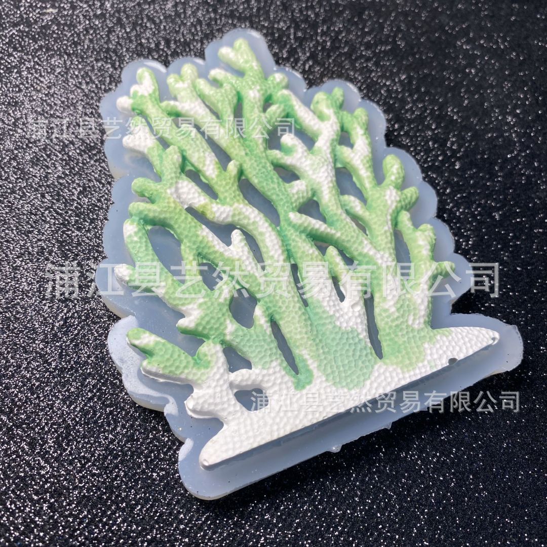 Gran sirena mar hierba coral fondant molde de silicona DIY epoxi decoración ritmo seco arcilla suave