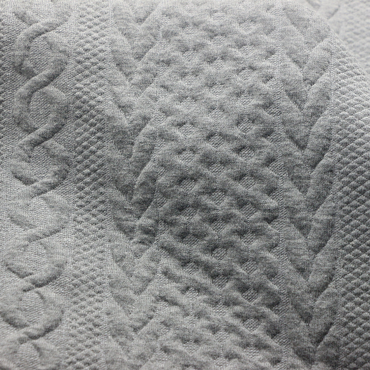 童装夹克女装面料TC氨纶弹力棉涤绳子提花3D夹丝布绗缝空气层布料