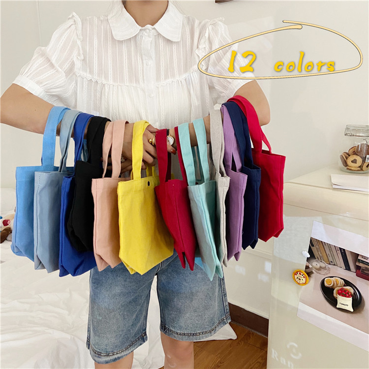 Z01 Lunch Bag Small Cloth Bag Pure Color Canvas Bag Lunch Box Bag Cosmetic Bag Clutch Bag Storage Women's Wholesale Small Bag