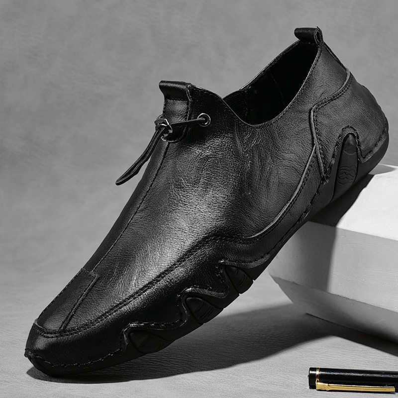 Giày sneaker nam da thật cỡ lớn, giày trắng mềm mũi tròn, gót thấp 1-3 cm — K2082 màu kaki, K2082 màu trắng, K2082 màu xám, K2082 màu đen