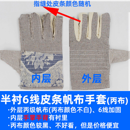 [Factory] Canvas gloves labor protection gloves welding protection manufacturer double layer 24 lines 6 lines single layer 12 lines white armor