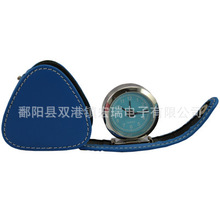 供应时尚小巧便携皮革旅行闹钟 PU旅行钟  皮包钟