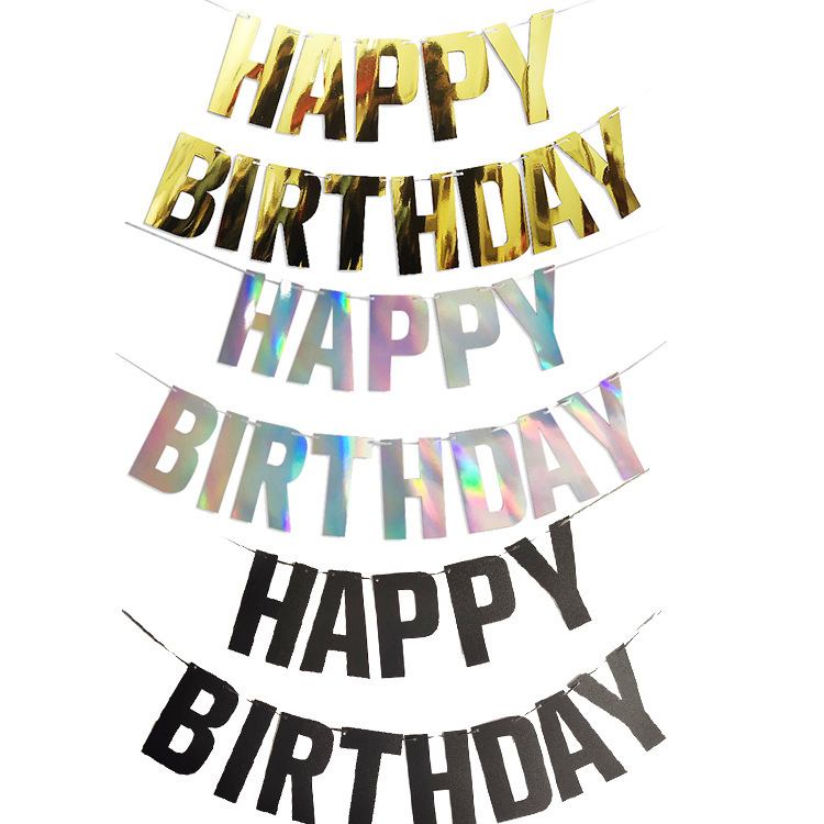 生日拉旗新款HAPPY BIRTHDAY 英文字母生日快乐派对拉旗拉花批发