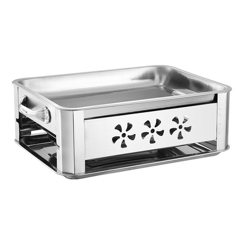 Thickened stainless steel grilled fish stove, pull-out and ventilated charcoal alcohol dual-purpose rectangular barbecue stove for commercial and household use