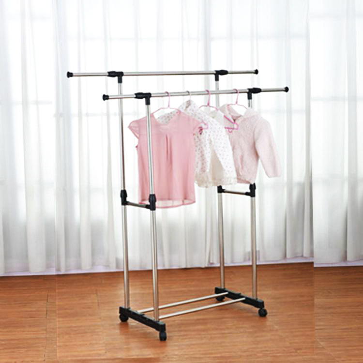 Factory Wholesale Stainless Steel Double Rod Drying Rack Indoor Drying Rack Balcony Portable Drying Rack Telescopic Floor Drying Rack
