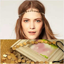 欧美发饰头饰 时尚金属质感圆片发带 头带速卖通亮片发箍批发