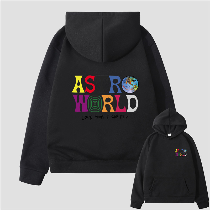 Smiley World TRAVIS SCOTT ASTROWORLD Sweat Fashion Men's and Women's Hooded Pullover