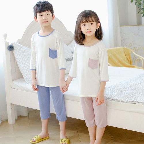Summer Children Air Conditioner Clothes, Unisex Children Home Clothes, Seven-Finger Children Pajamas, Home Children Set