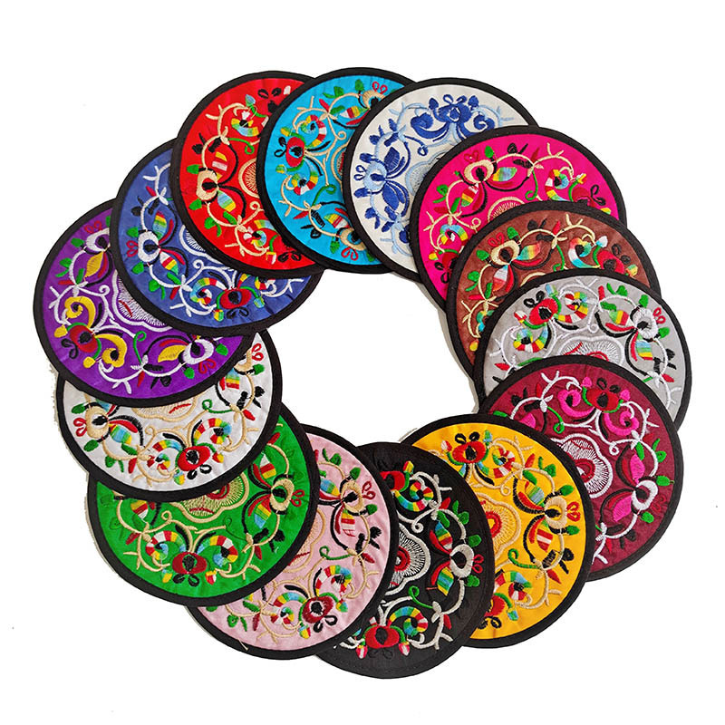Manufacturer Wholesale Sale Chinese Style Embroidered Round Coasters Embroidery Crafts Overseas Gifts Tea Coasters Bowl Mats Insulation Pads