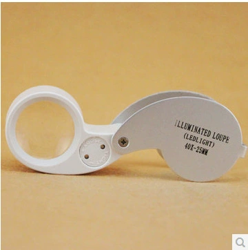 批发供应40倍放大镜 银色带LED灯 珠宝鉴定放大镜21011 银色