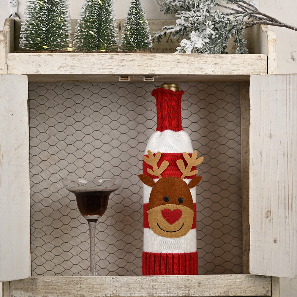 Home & Garden Haube New Christmas Decorations Striped Knitted Wine Bottle Set Cartoon Old Man Wine Bottle Bag Wine Champagne Dress Up_voghion.com