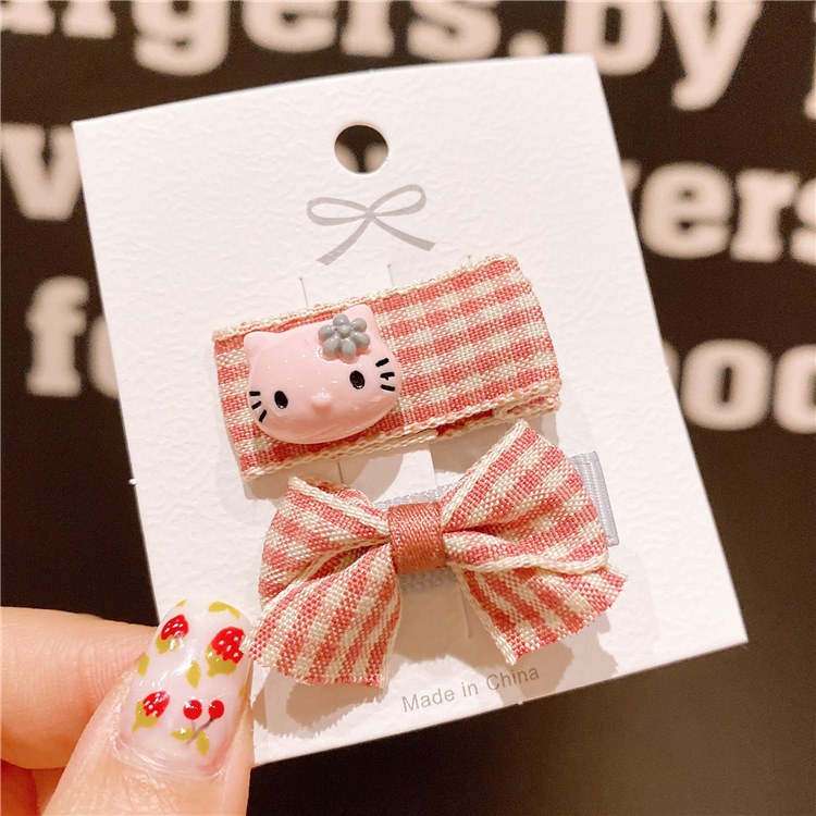 Nuevos accesorios para el cabello del bebé Bangs clip de horquilla para niñas clip de tocado a cuadros arco cartón traje horquilla para niños