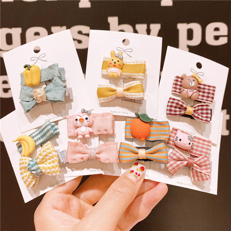 Nuevos accesorios para el cabello del bebé Bangs clip de horquilla para niñas clip de tocado a cuadros arco cartón traje horquilla para niños