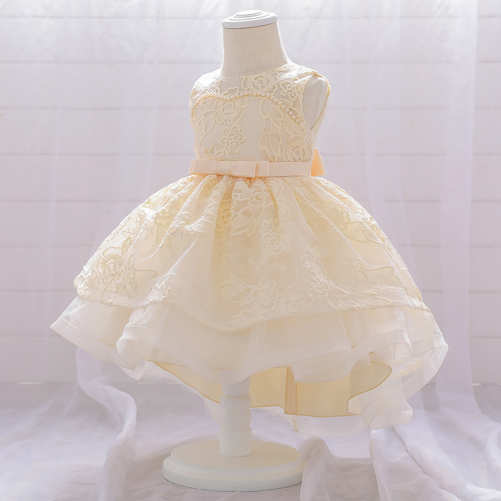 Amazon bebé vestido bebé cumpleaños regalo bordado trailing niña vestido completo Luna lavado vestido