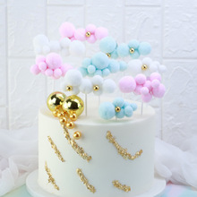 烘焙蛋糕装饰插件 新款毛球云朵金珠 装饰插牌 生日蛋糕插卡摆件