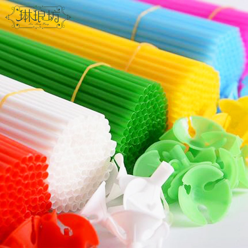 Barra de soporte de globo de color blanco 40-43cm barra larga endurecida ramo embalaje soporte varilla PVC opaco 100 sets/paquete