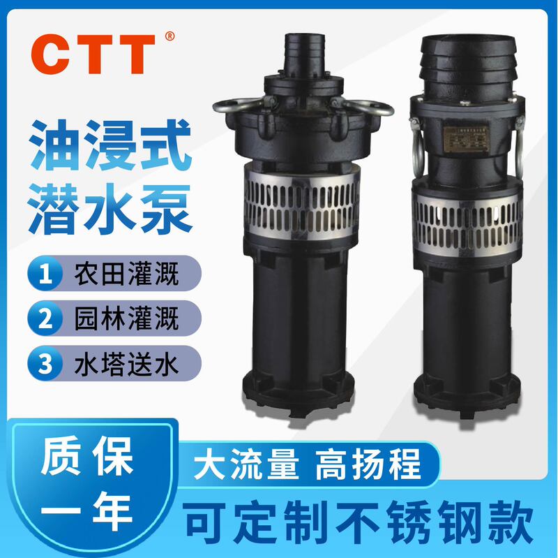 Qy Oil-Immersed Submersible Pump for Farmland Irrigation, Large Flow, Large Diameter, Three-Phase Water Pump, High Lift, High Pressure, Agricultural Use