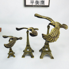Creative suspended ornaments anti-gravity balanced eagle tower model metal crafts desk decoration small furnishings
