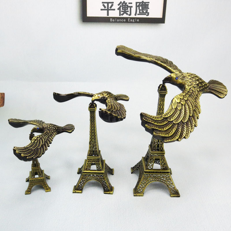 Creative Suspended Ornaments Anti-Gravity Balance Eagle Tower Model Metal Crafts Desk Decoration Small Furnishings