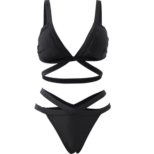 Korean one-piece swimsuit for women, stylish three-piece bikini with straps, hot spring vacation split swimsuit
