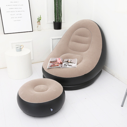 Adult inflatable lazy sofa two-piece set with pedals, macaron flocking sofa, lounge chair, leisure inflatable sofa