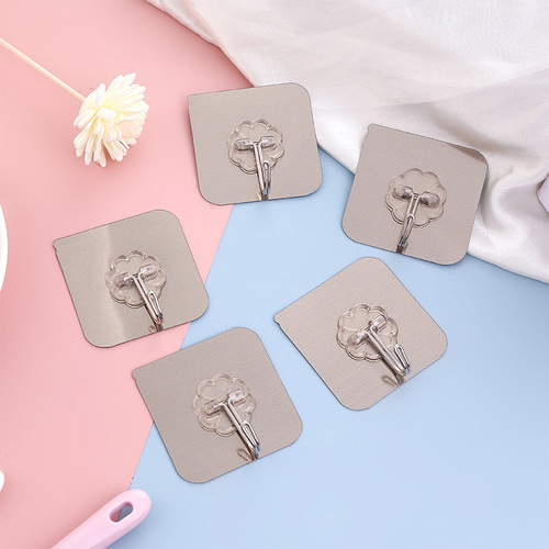 Reusable Non-Piercing Adhesive Hook Strong Self-Adhesive Invisible Wire Fabric Hanger for Clothes and Accessories Wall Mounting Transparent Hook for Wholesale