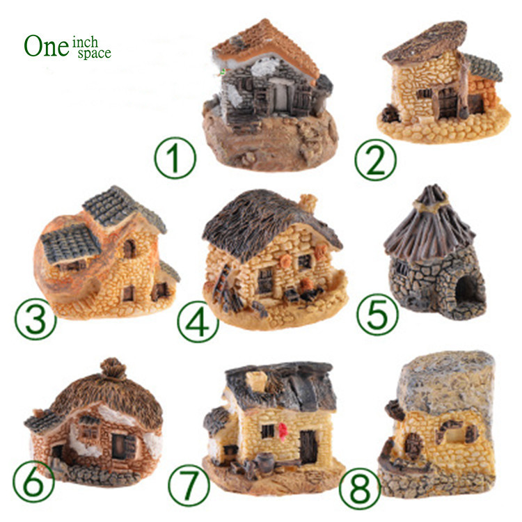 zakka Love Sea 8 Small House Micro Landscape Decoration Accessories Resin Small House Ornaments Villa Fleshy Ornaments