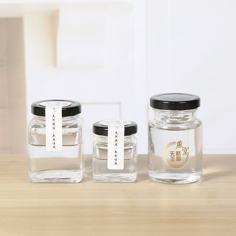 透明玻璃瓶带盖即食燕窝瓶小号玻璃密封罐蜂蜜果酱分装瓶可logo