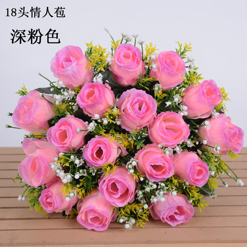 Ramo de flores artificiales de seda, decoración de boda o salón, ramo de rosas elegante