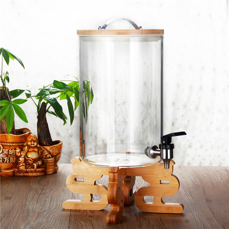 Gran capacidad de jugo de bebidas cubo con grifo comercial transparente de vidrio xiangyun base cubo de vino cubo de la enzima hogar