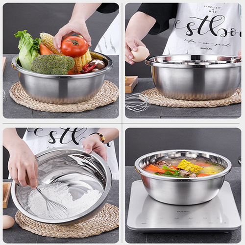 Special Thick Non-magnetic Under-curve Stainless Steel Small Edge Seasoning Basin Dish Basin Kitchen Deep Washing Salad Basin Water Basin Noodle Basin