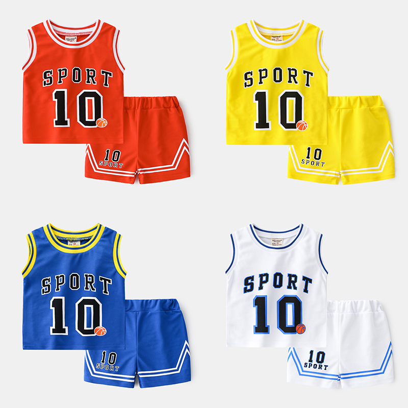 Children's Vest Summer Shorts Set New Summer Thin Mesh Boys Sports Sleeveless Baby Basketball Clothes