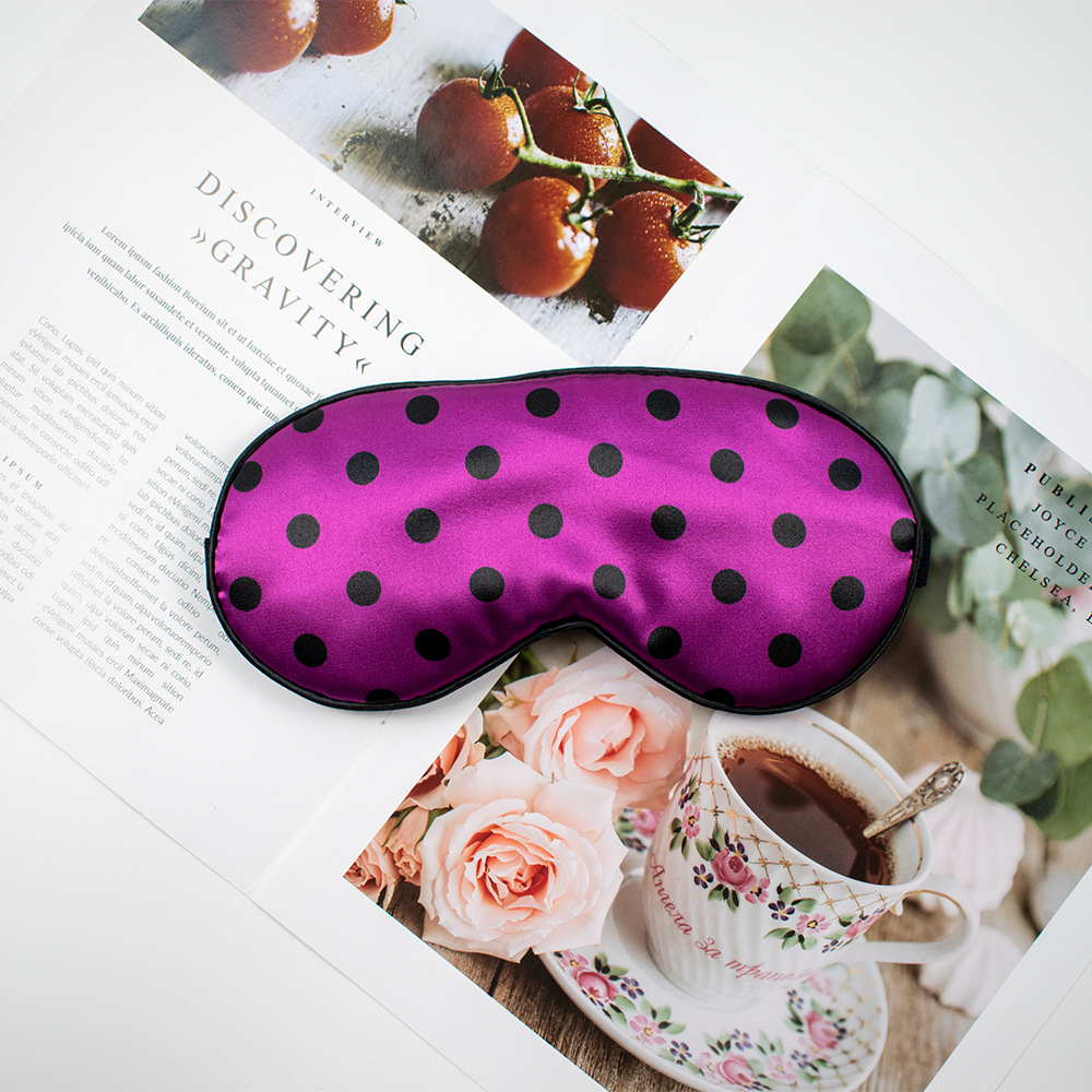 Lindo lunares máscara de ojo de seda artificial sombreado de doble cara bolsa de hielo compresa fría y caliente máscara de ojo de satén bolsa de medicina para dormir en stock