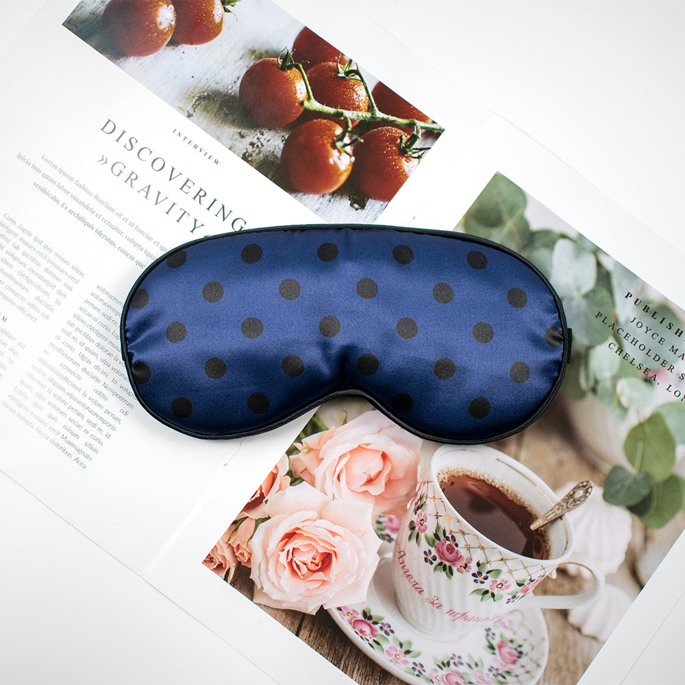 Lindo lunares máscara de ojo de seda artificial sombreado de doble cara bolsa de hielo compresa fría y caliente máscara de ojo de satén bolsa de medicina para dormir en stock