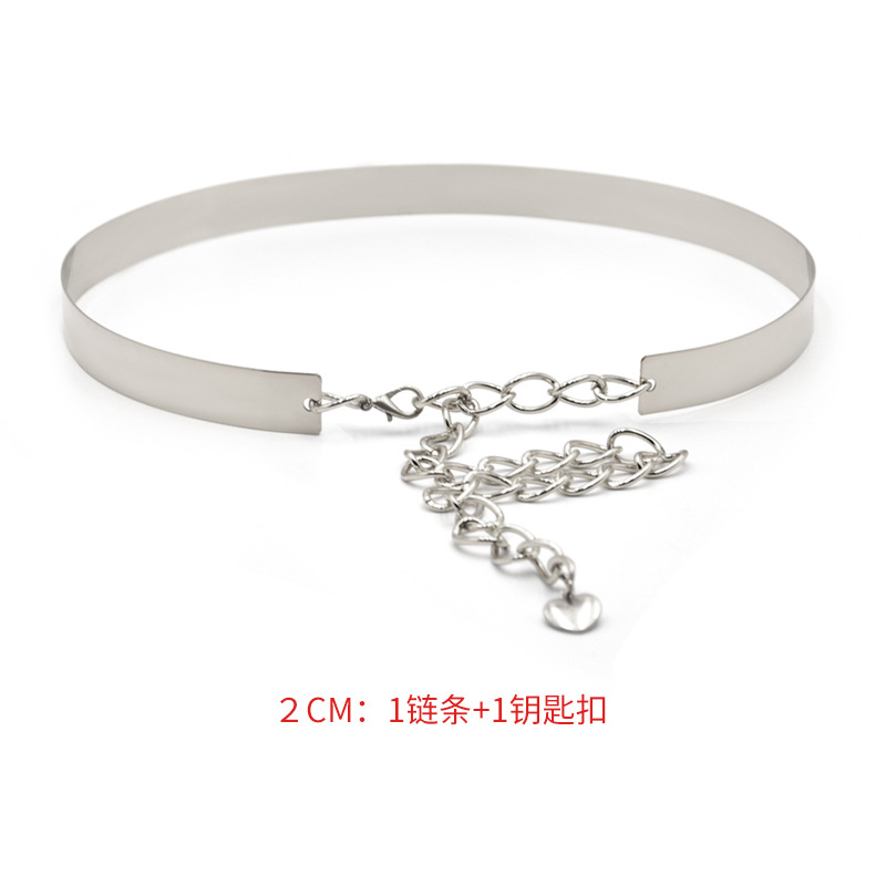 Venta caliente de las mujeres europeas y americanas abrigo vestido hierro cintura sello falda versátil metal ancho accesorios cintura cadena entrega de una sola pieza
