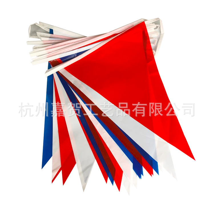 Día de la Independencia Americana decorativo tire de la bandera rojo blanco azul de tres colores de la bandera de colores triángulo cadena de la bandera de la cadena Bandera de colores