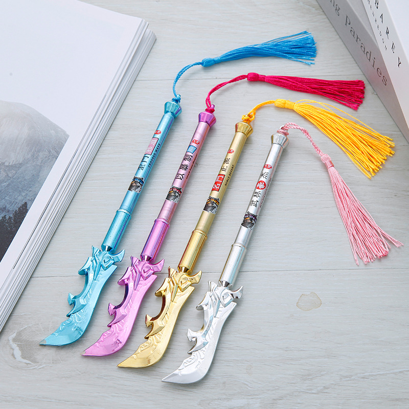 Factory direct cartoon gel pen creative weapon Guan Gong knife pen personality student stationery set can be Wholesale