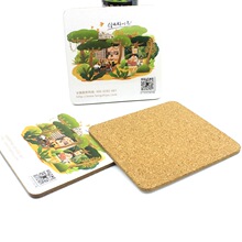 木质杯垫促销赠品定制 B051201软木杯垫套装 风景图案MDF杯垫定做