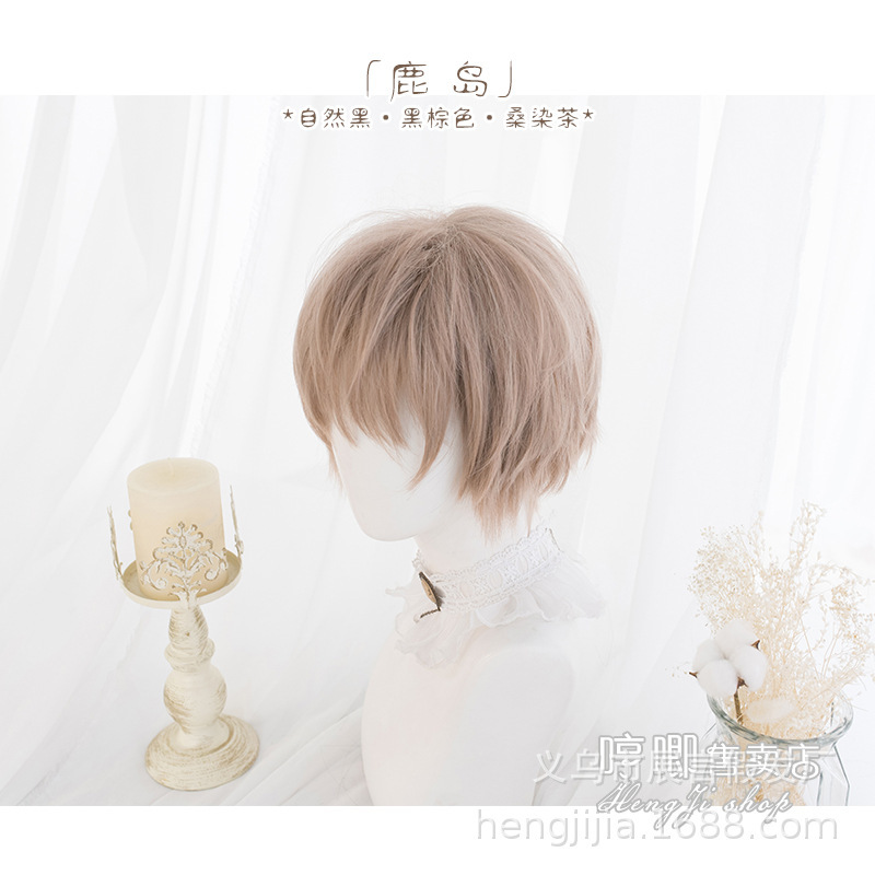 Wholesale Lolita gay wig men love beans black Brown common wig daily handsome Harajuku fake hair * Kashima