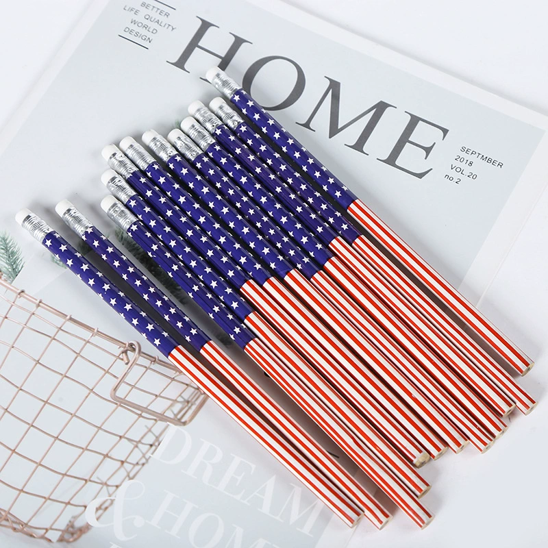 Трансграничный американский флаг Карандаш День Независимости Карандаш Британский флаг Мультфильм HB Карандаш Дети Канцелярские товары Оптовая Обучающие Призы