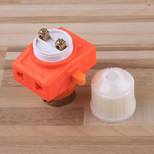 Household orange red lamp holder two-color screw lamp holder with switch split fire chandelier head dual-way conversion lamp holder wholesale