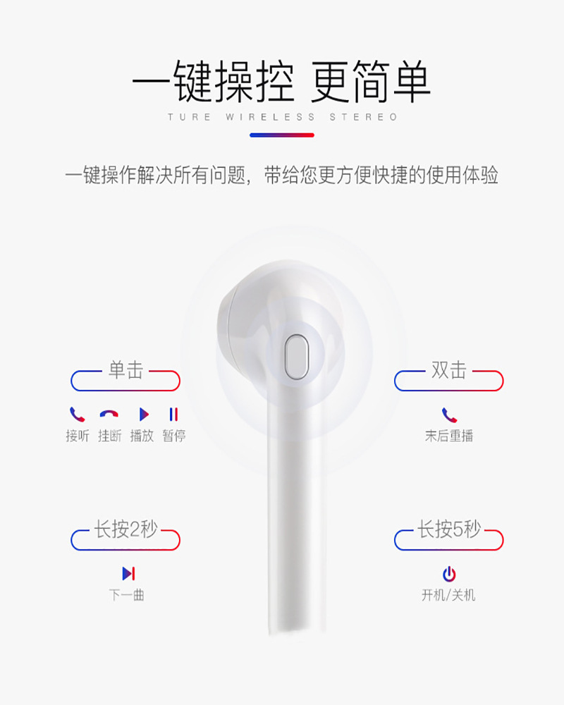i7mini auricular individual derecho, sonido de aviso en chino, sin carcasa.