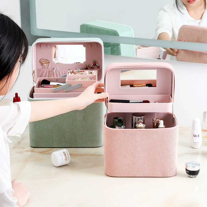 Handheld capacious storage box, cosmetic bag, (Physicals), Korean style