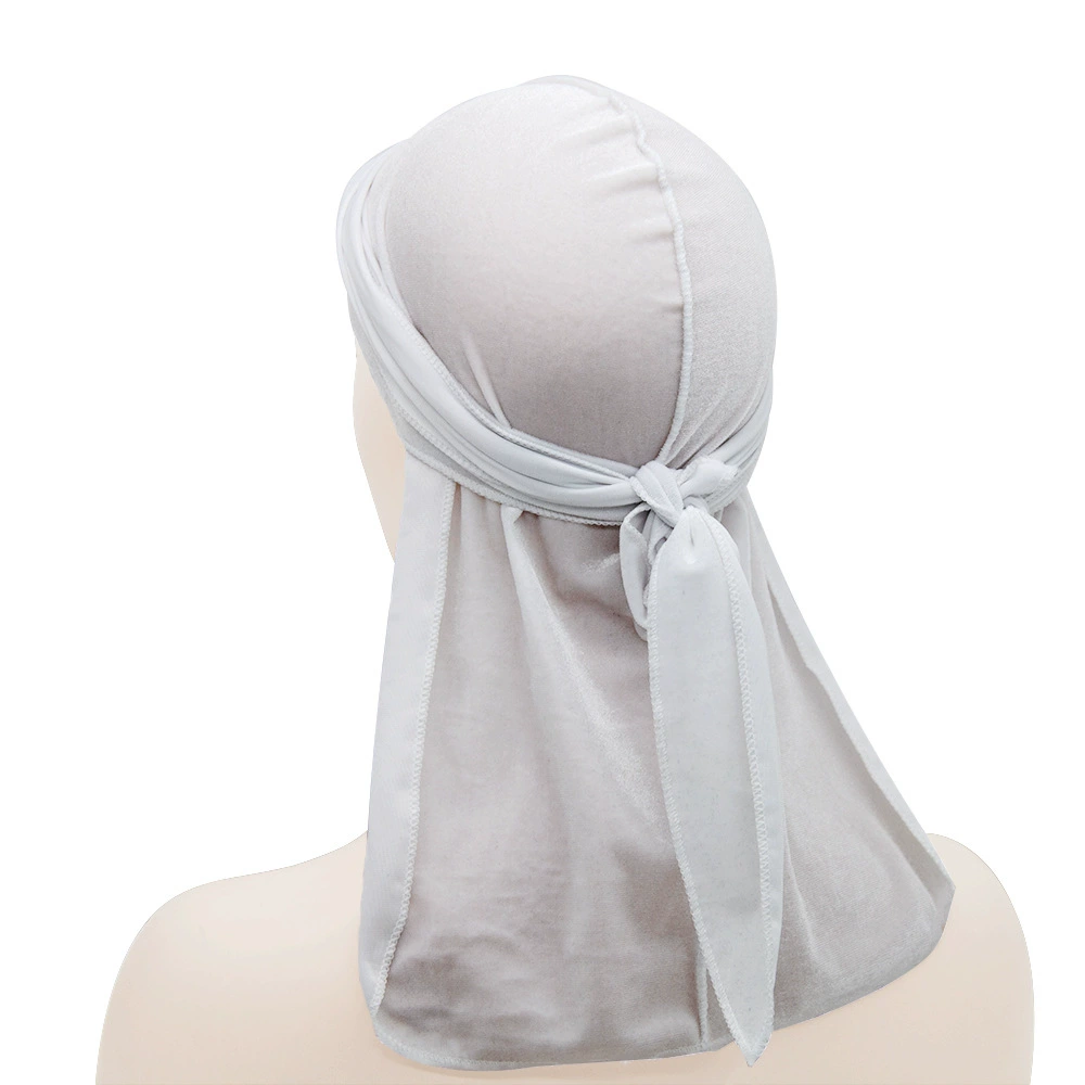 Velvet durag (Velvet swan) 100 cm, hip-hop scarf hat, oversized velvet headwrap