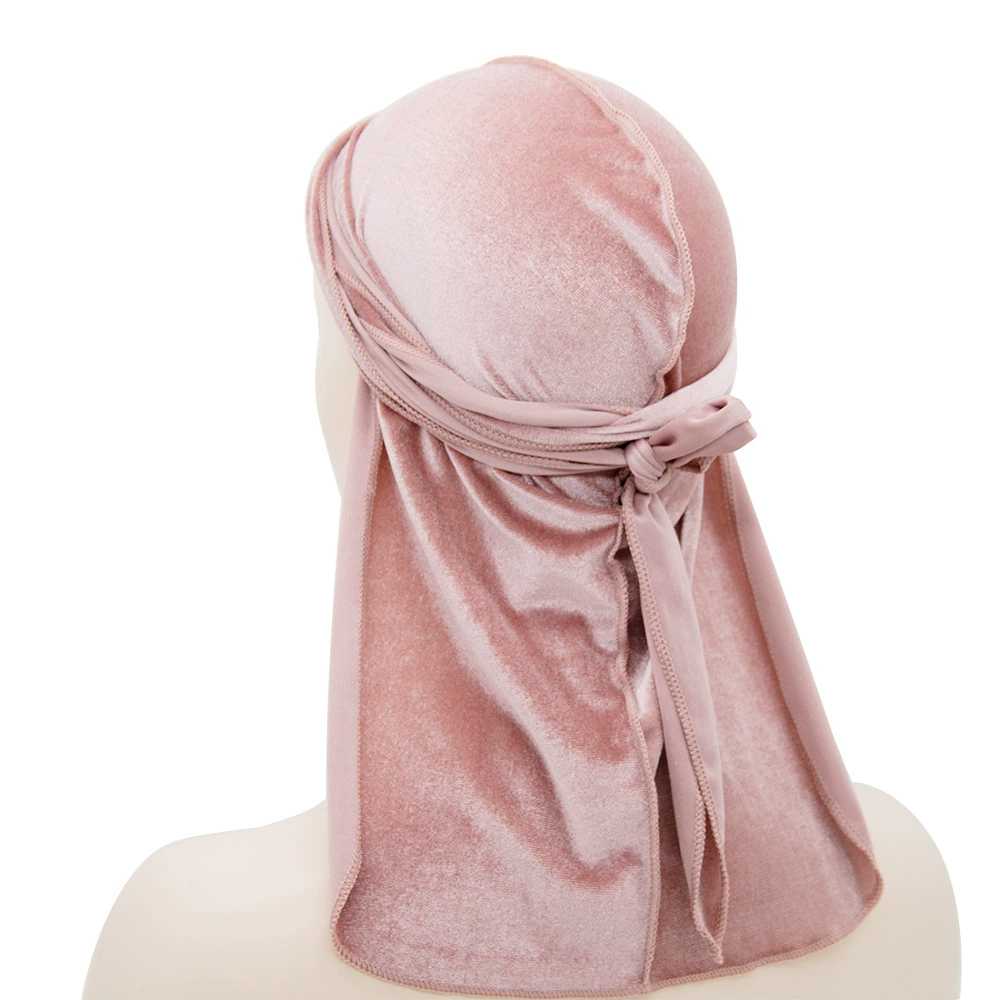 Velvet durag (Velvet swan) 100 cm, hip-hop scarf hat, oversized velvet headwrap